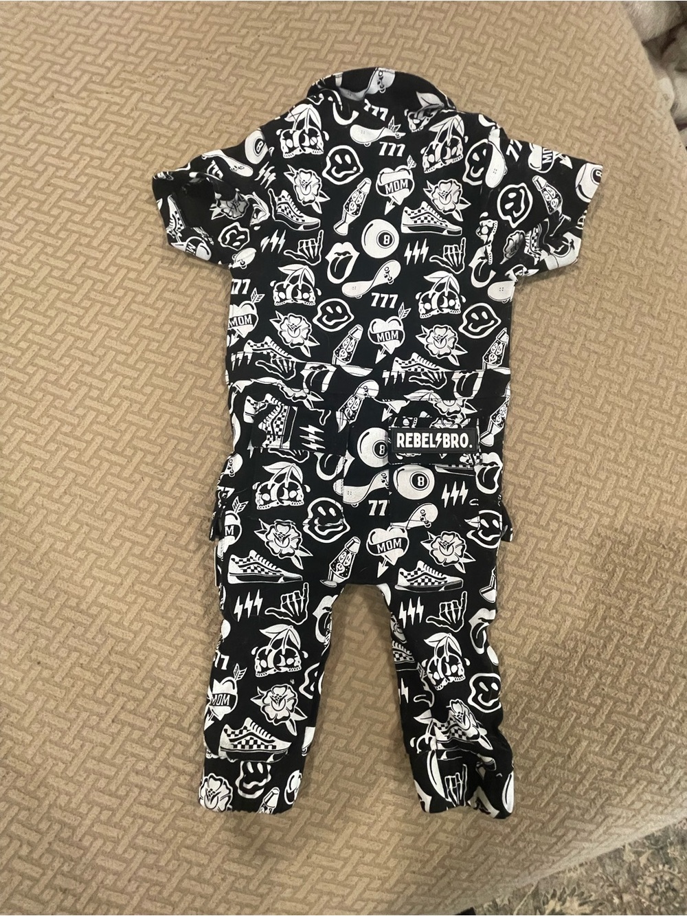 Rebel Bro Black & White Graphic One-Piece for Kids - Picture 2 of 2